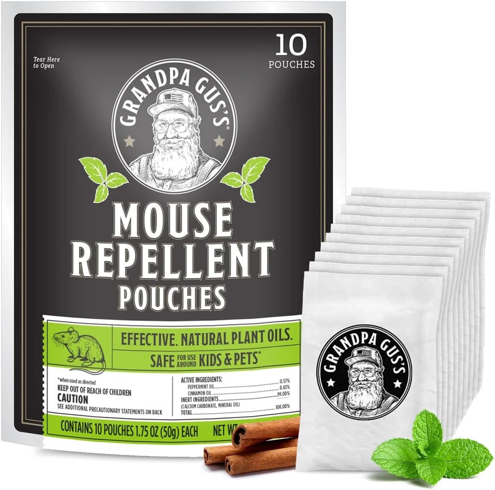 Grandpa Gus's Mouse Repellent Pouches, Natural Peppermint Oil, 10 Pouches