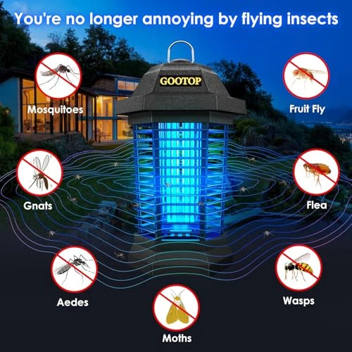 GOOTOP Bug Zapper Outdoor, Mosquito Zapper, 4200V 3 Prong Plug in Electric Fly Zapper