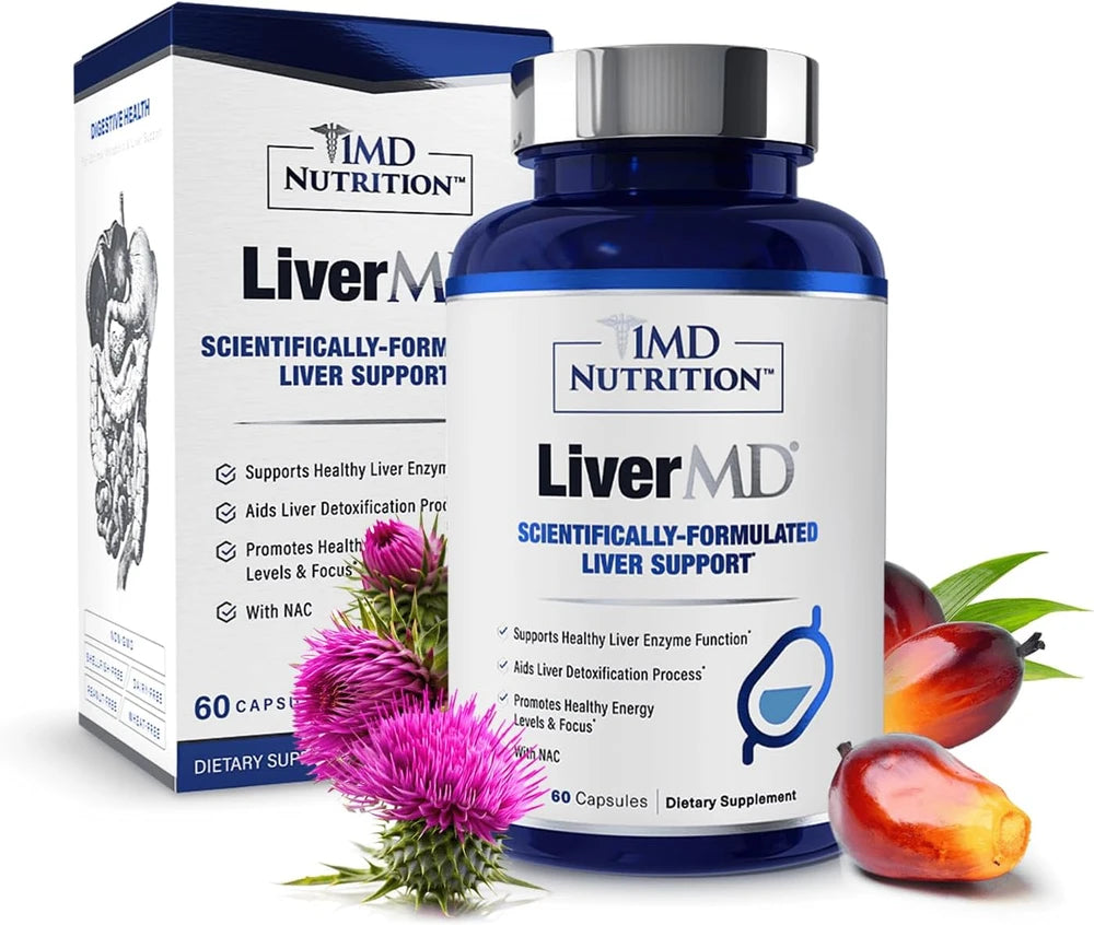 1MD Nutrition LiverMD - Liver Support Supplement | Siliphos Milk Thistle Extract &amp; NAC