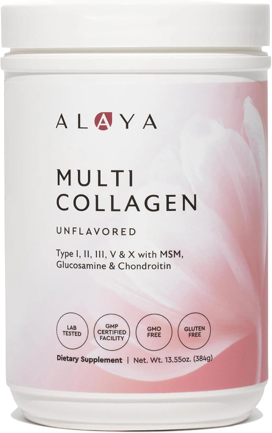 Alaya Multi Collagen Powder - Type I, II, III, V, X Hydrolyzed Collagen Peptides Protein Powder Supplement with MSM + GC (Unflavored) - NSF Certified - (40 Servings)