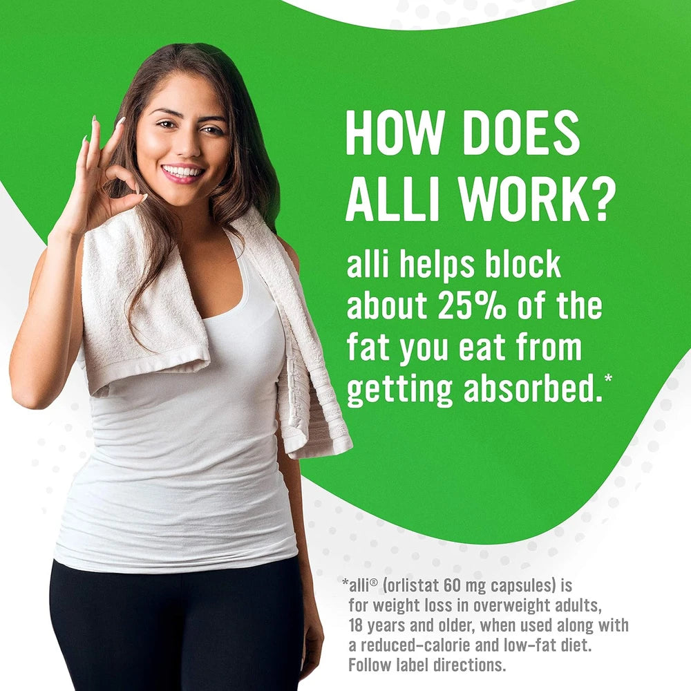 alli Weight Loss Supplement, Orlistat 60 mg Capsules, 170 Count Refill Pack