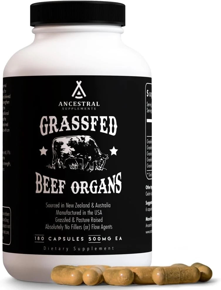 Ancestral Supplements Grass Fed Primal Beef Organ Supplement, 180 Ct