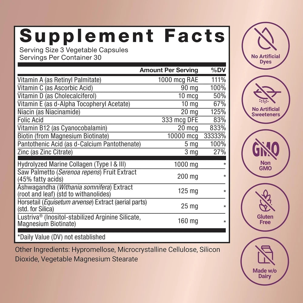 Force Factor Hair Growth Accelerator with Clinically Studied Lustriva