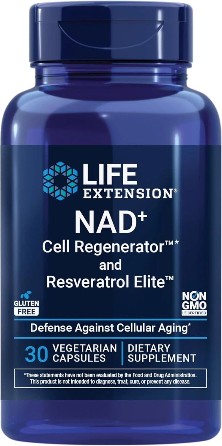 Life Extension NAD+ Cell Regenerator™ and Resveratrol Elite™*, nicotinamide riboside, Trans-resveratrol, quercetin