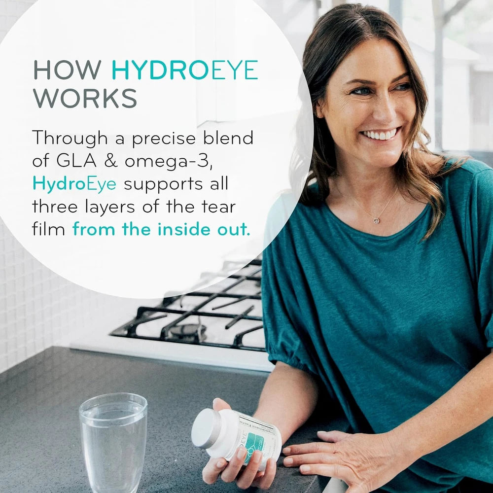 HydroEye Dry Eye Supplement, Clinically Tested, GLA &amp; Omega3s - 120 Count