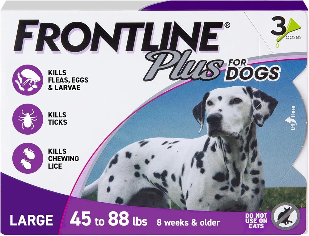 FRONTLINE Plus Flea &amp; Tick Spot Treatment for Large Breed Dogs 45-88 lbs. (Purple)