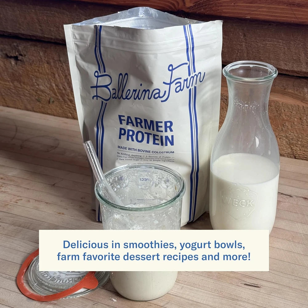 Ballerina Farm Grass Fed Whey Protein Powder, Vanilla Bean, 24g Protein with Collagen Peptides