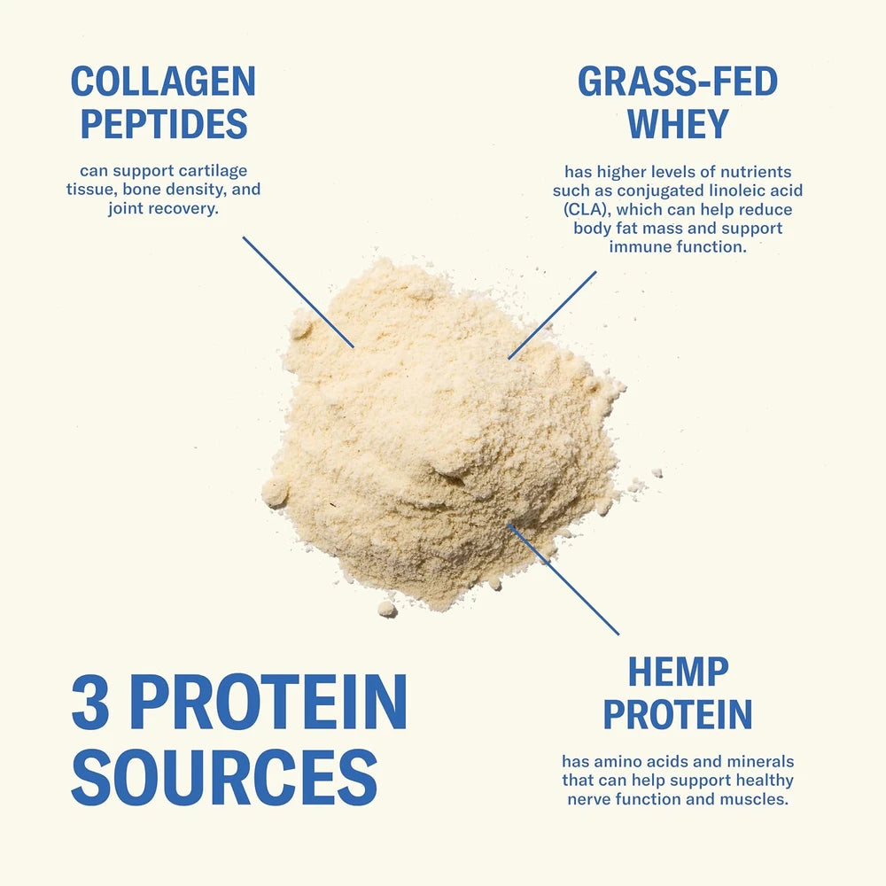 Ballerina Farm Grass Fed Whey Protein Powder, Vanilla Bean, 24g Protein with Collagen Peptides
