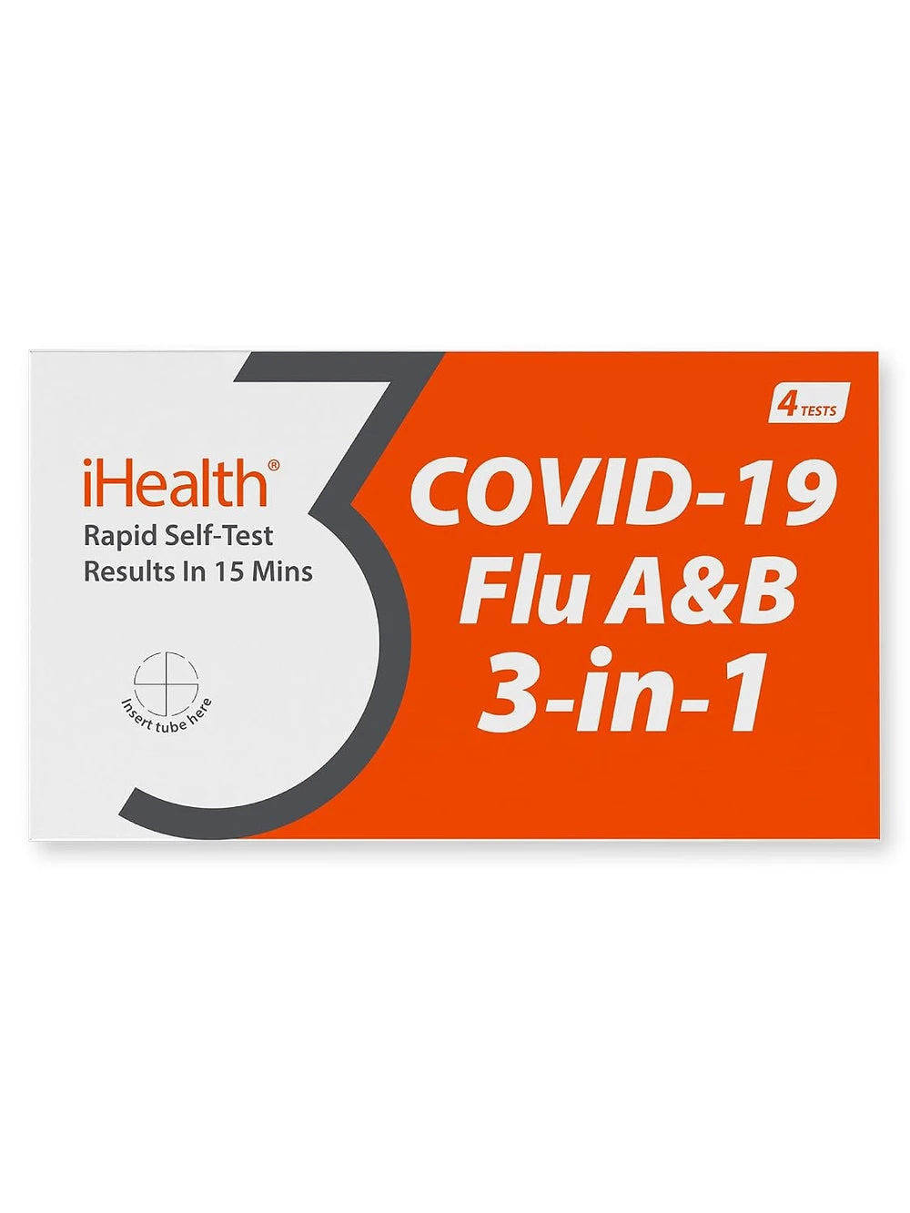 iHealth Flu A/B &amp; COVID-19 Rapid Test, 3-in-1 Covid Flu Test Combo, 4 Tests