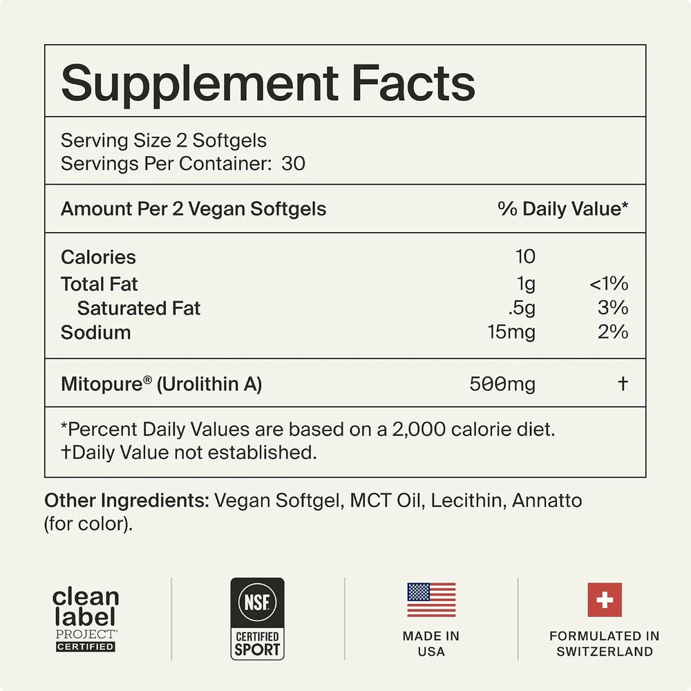 Timeline Mitopure Urolithin A Supplement Softgels