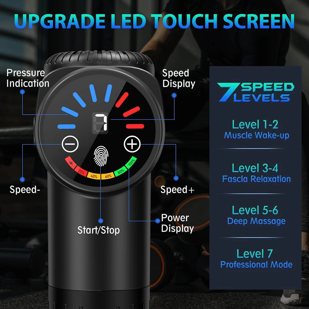 TOLOCO Massage Gun, Deep Tissue Back Massage for Athletes for Pain Relief, Percussion Massager with 10 Massages Heads - Black