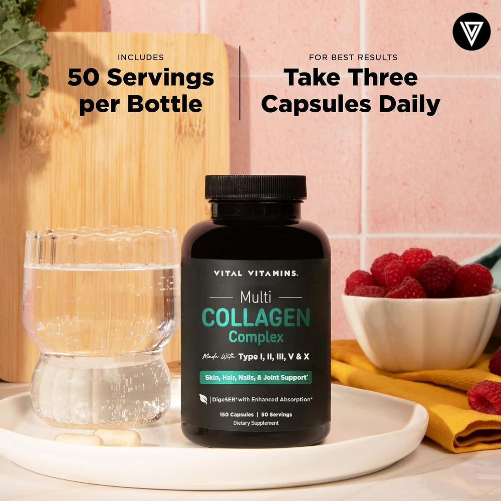 Vital Vitamins Multi Collagen Peptides Complex for Women &amp; Men, 150 Pills