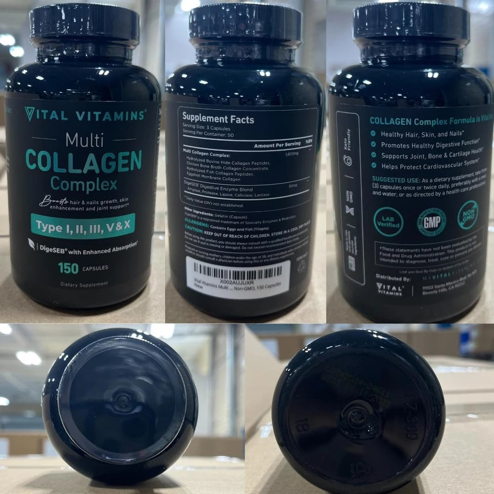 Vital Vitamins Multi Collagen Peptides Complex for Women &amp; Men, 150 Pills