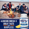 Arazo Nutrition Wild Caught Omega-3 Fish Oil Concentrate – 4,080mg per Serving – High EPA 1200mg &amp; DHA 900mg – 120 Burpless Lemon Softgels