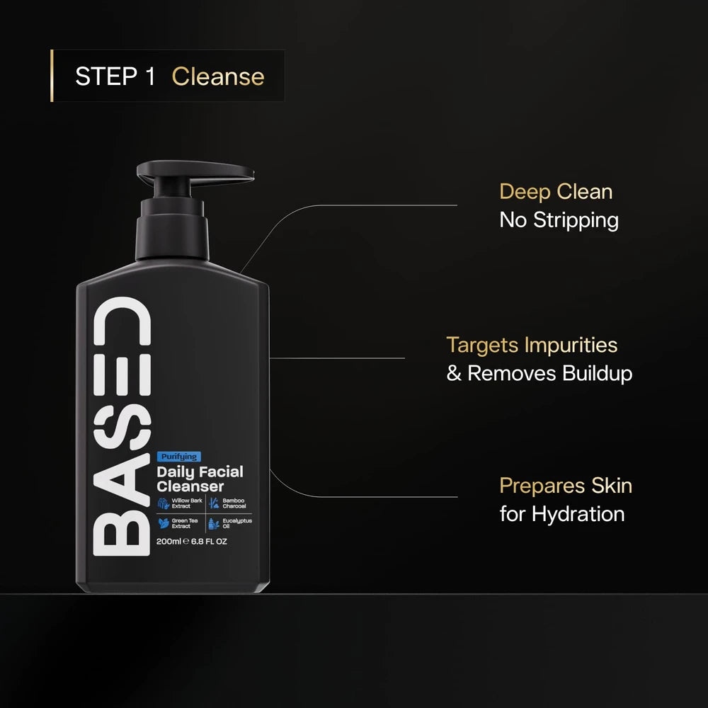 BASED Daily Skincare Duo | Purifying Face Wash + Restoring Moisturizer | Built For All Skin Types