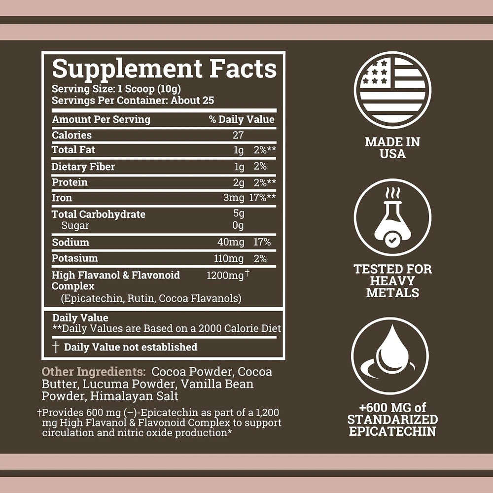 Black Forest High Flavanol Cocoa Powder - 1200mg Flavanols &amp; Flavonoids with 600mg Epicatechin