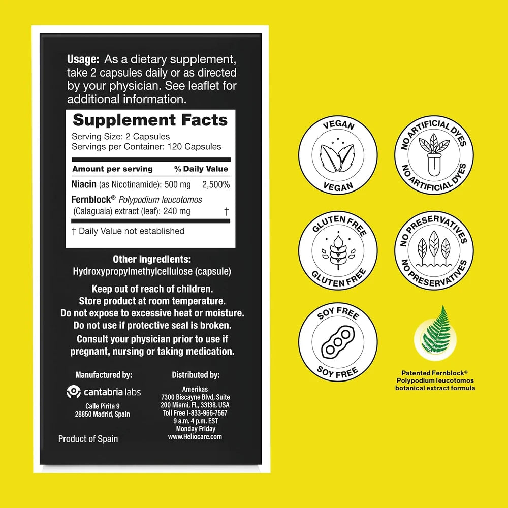 Heliocare Advanced with Nicotinamide Antioxidant Supplement, 120 Capsules