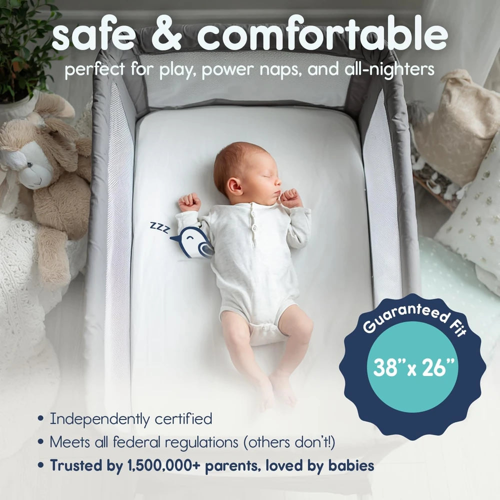 Hiccapop Playard Mattress Pad, Pack and Play Mattress with Carry Bag, 1.25"