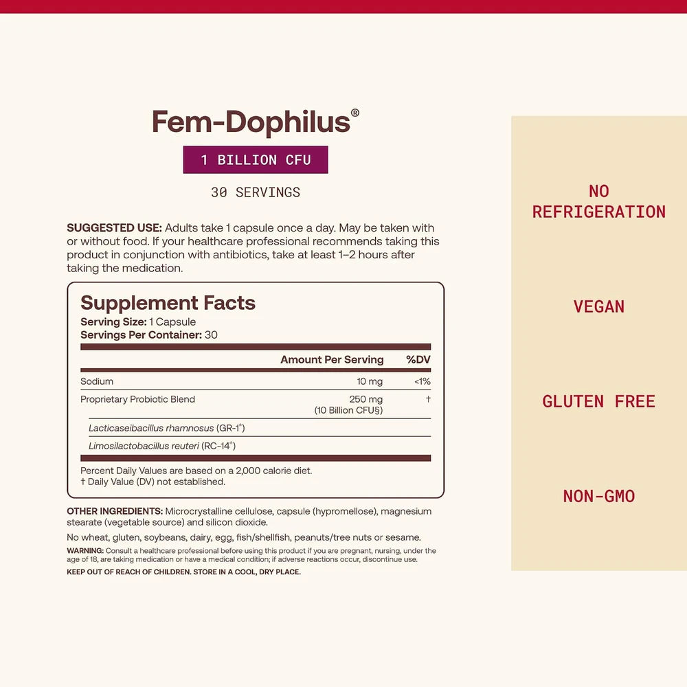 Jarrow FemDophilus Probiotics, Vaginal &amp; Urinary Tract Support, 60 Capsules