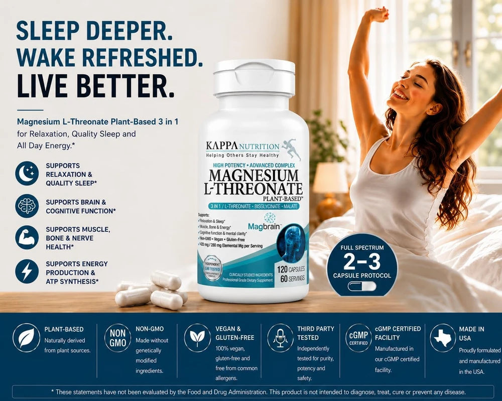 Magnesium L-Threonate Plant-Based 3 in 1 Powered by Magbrain® Magnesium L-Threonate Plant-Based | Magnesium Bisglycinate &amp; Magnesium Malate
