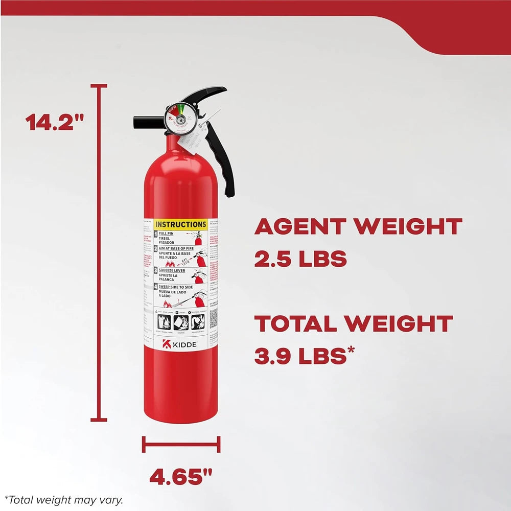 Kidde Basic 110 Fire Extinguisher for Home, 1-A:10-B:C, FA110G, 2 Pack