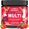Llama Naturals Kids Multivitamin Gummies | Real Fruit, No Added Sugar Cane | Organic Vegan Toddler Whole Food Vitamins | Vitamin D, C &amp; Beta Carotene Gummy Supplement | Strawberry 90 Ct (1-2 Months)