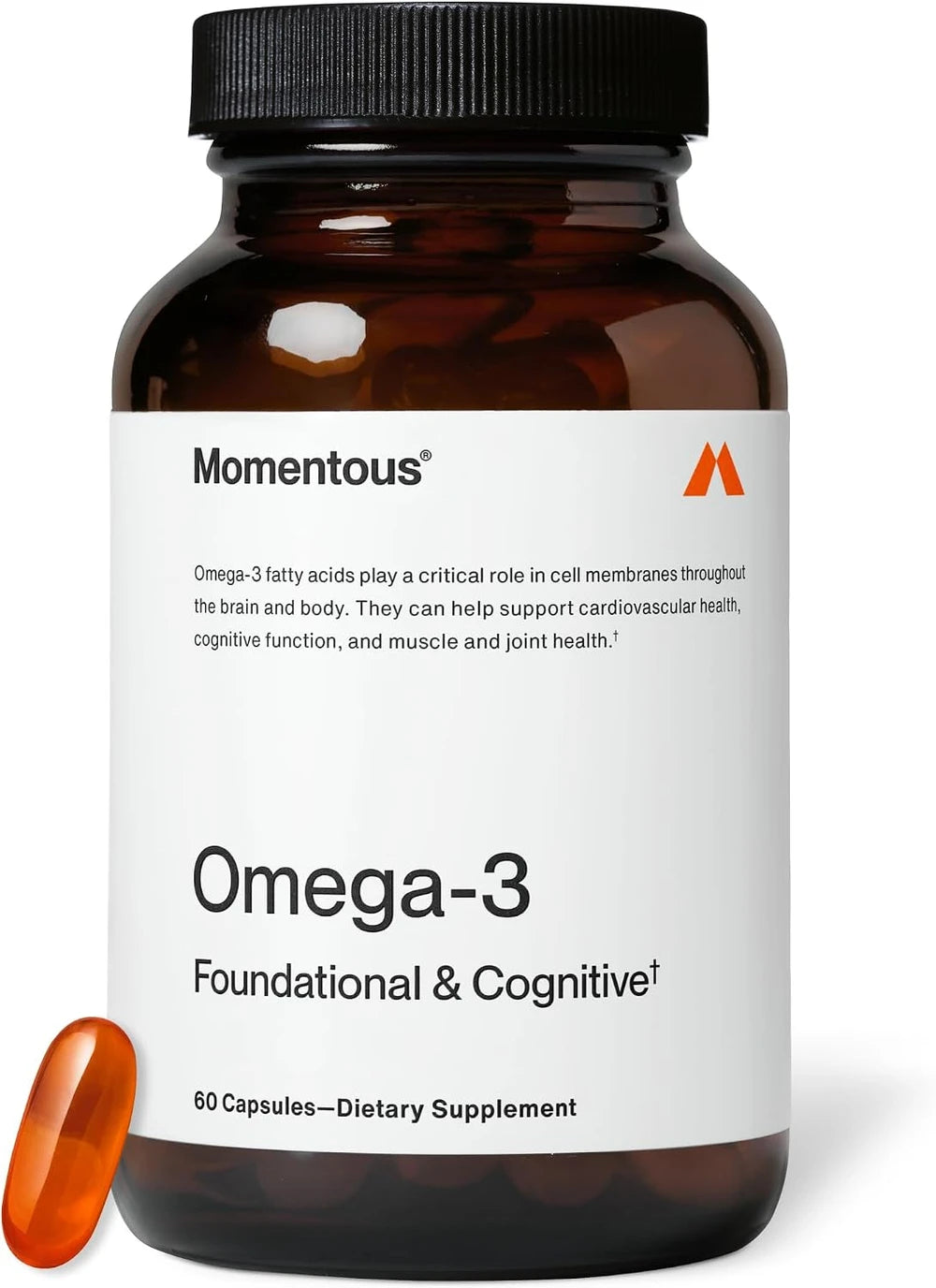 Momentous Omega-3 Fish Oil, EPA &amp; DHA Supplement, No Aftertaste, 1,600mg