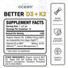 Organics Ocean Better D3+K2 Vitamin Supplement with VegD3 &amp; MenaQ7, 1-Pack