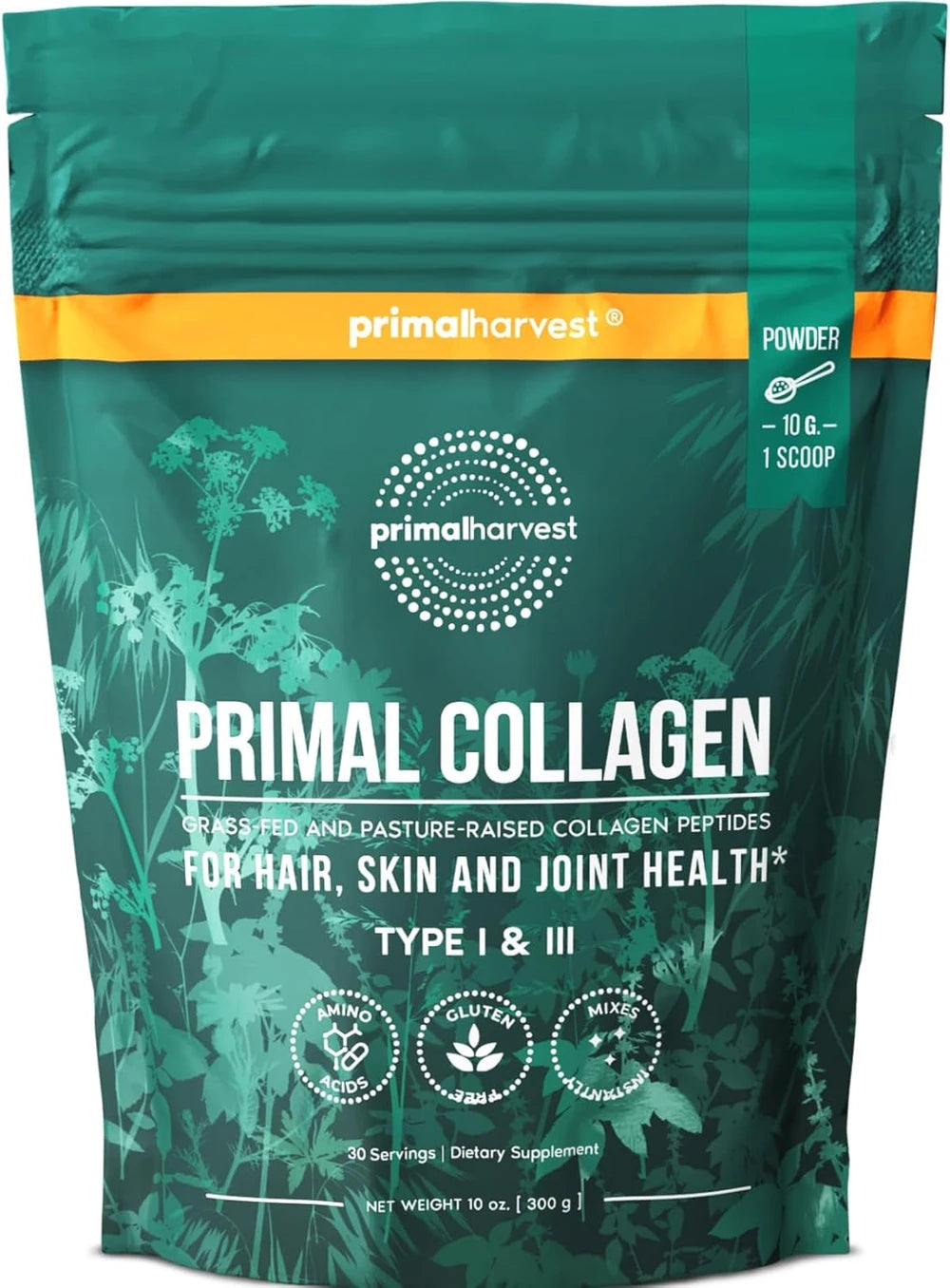 Primal Harvest Collagen - Powdered Daily Supplement, Dairy &amp; Gluten Free