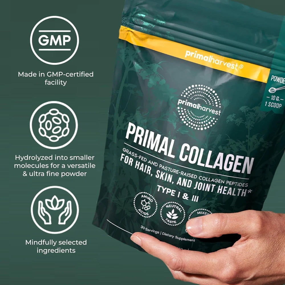 Primal Harvest Collagen - Powdered Daily Supplement, Dairy &amp; Gluten Free
