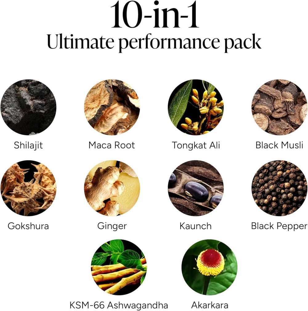 ROOT LABS 10-in-1 Alpha Shilajit Gummies | 400 mg Pure Himalayan Shilajit with Tongkat Ali &amp; Maca Root | Shilajit for Men &amp; Women | ShilAbsorb Bioavailability Tech | Sugar-Free, Vegan | 60 Gummies