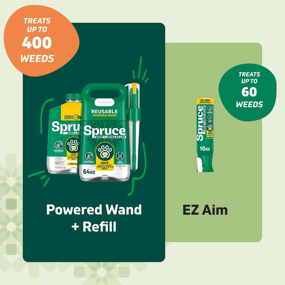 Spruce Weed &amp; Grass Killer₃ Kit, Power Wand, 2 AA Batteries Included, 64 Oz