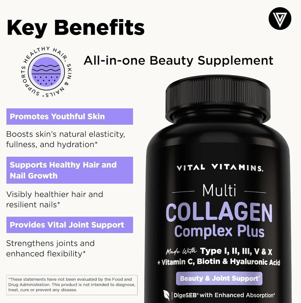 Vital Vitamins Multi Collagen Complex Plus Biotin, Hyaluronic Acid &amp; VIT. C