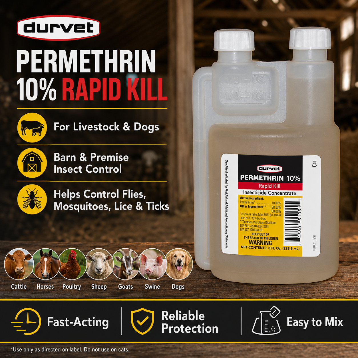 Durvet Permethrin 10%, 8oz (235.5 mL)