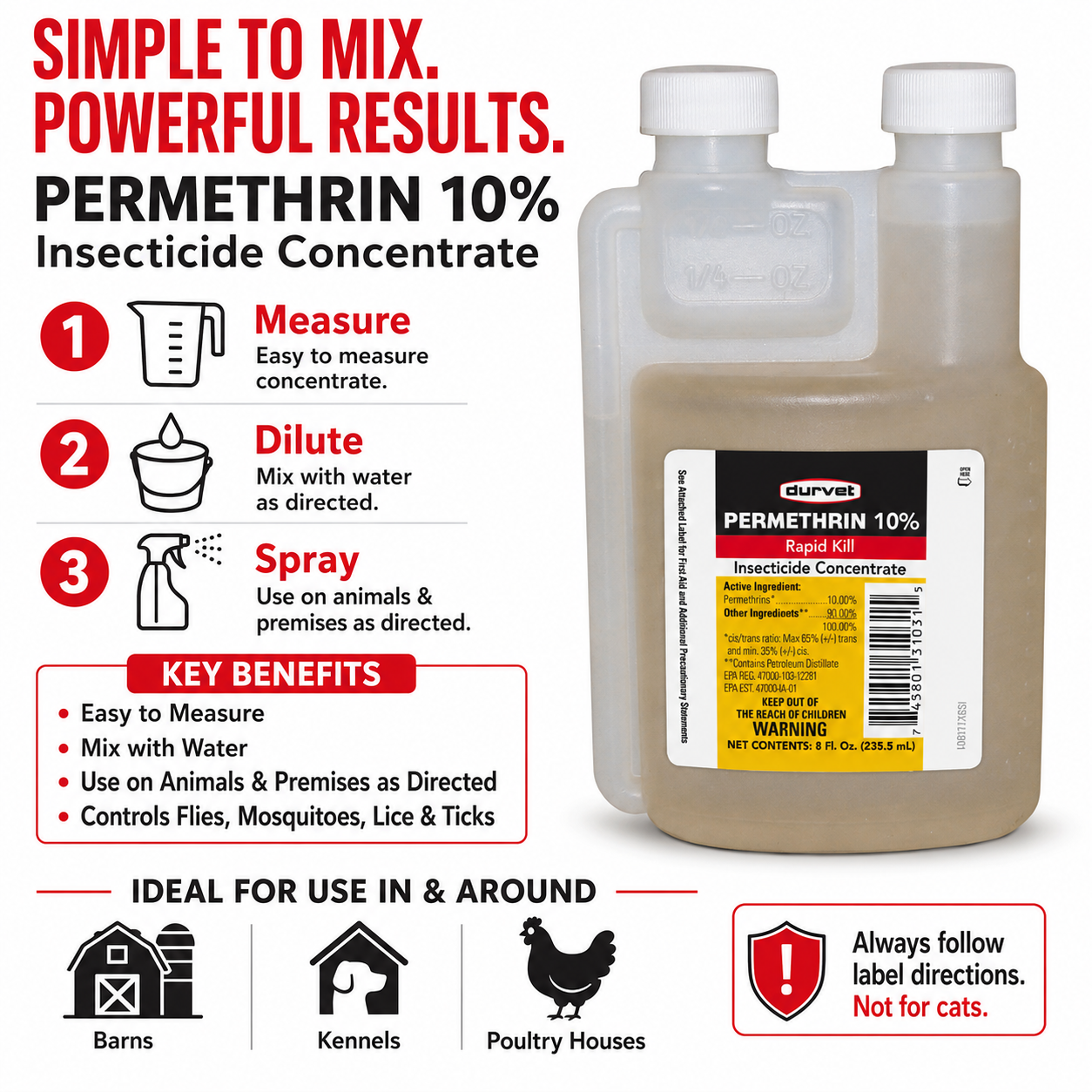 Durvet Permethrin 10%, 8oz (235.5 mL)