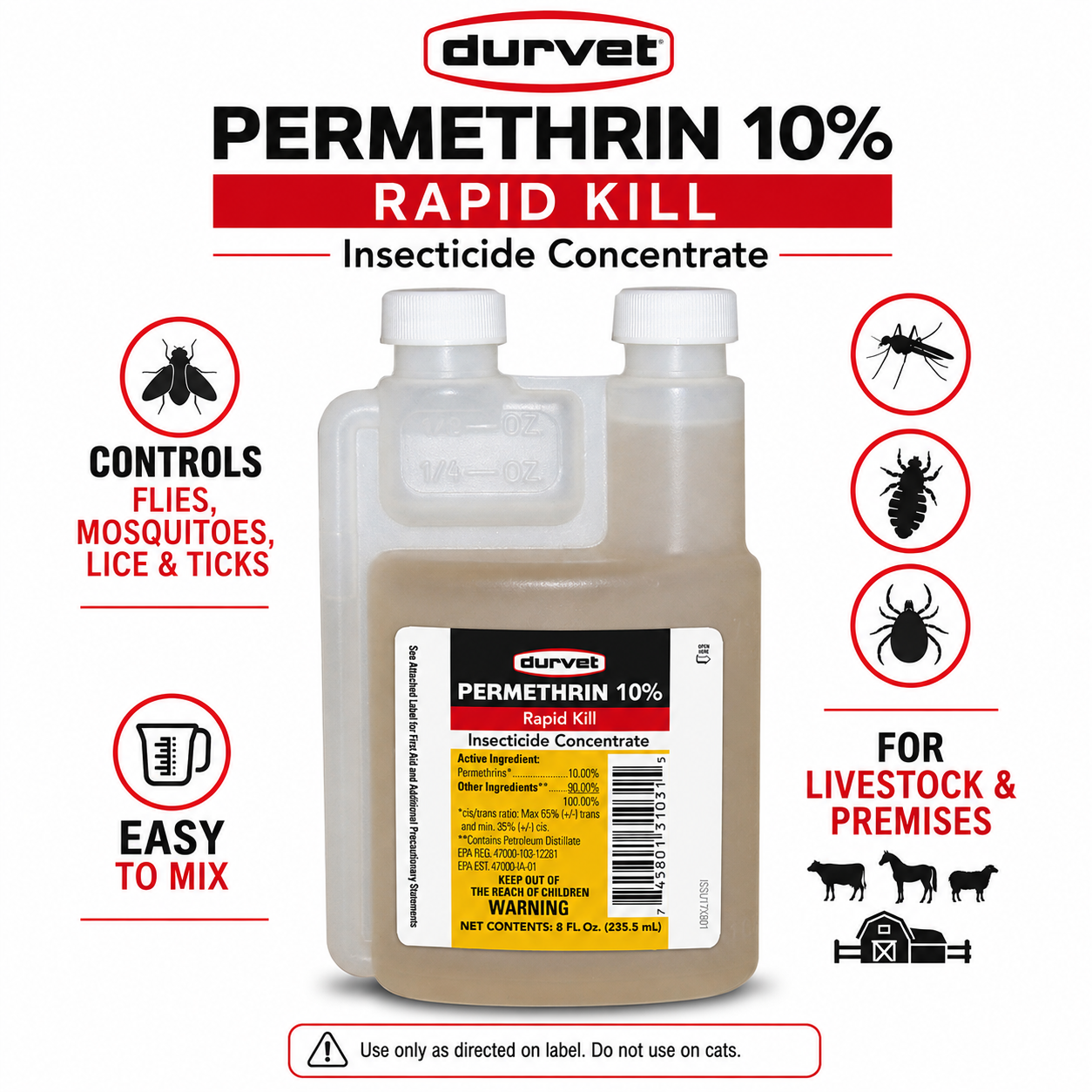 Durvet Permethrin 10%, 8oz (235.5 mL)